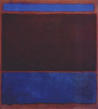 No. 3 (Bright Blue, Brown, Dark Blue on Wine) Mark Rothko